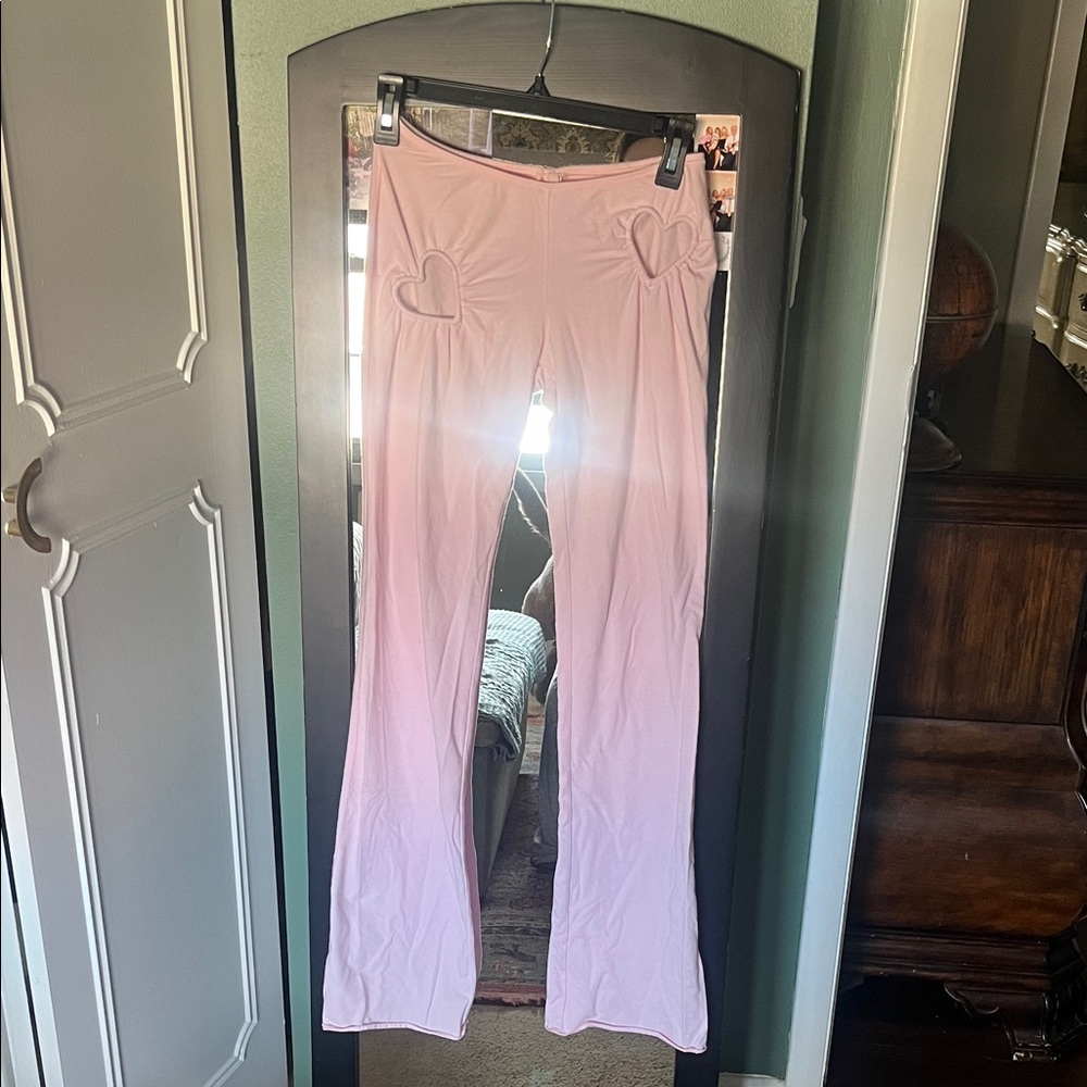 Skims Valentines Shop Limited Edition Pink Heart Detail Flare Pants